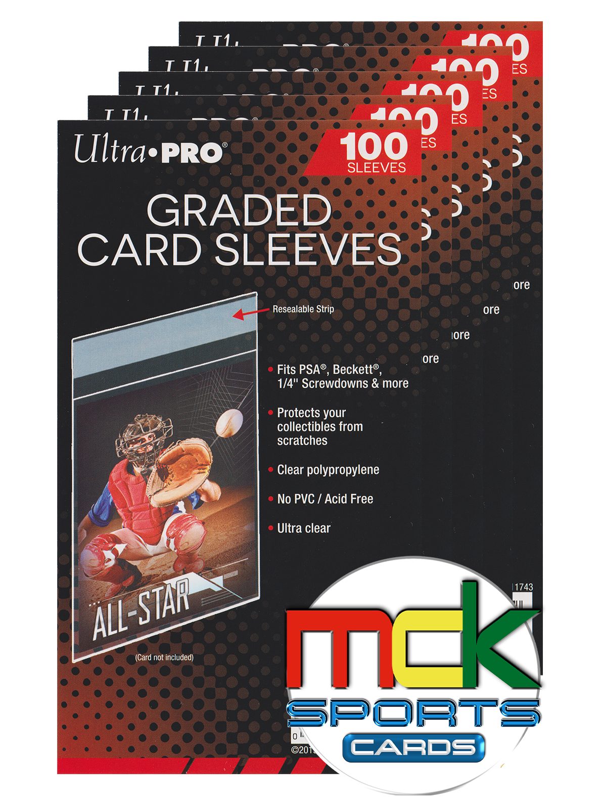 Ultra Pro Graded Card Sleeves - Resealable, Clear Polypropylene, Fits PSA, Beckett & More! 500 Count, 5 Packs of 100