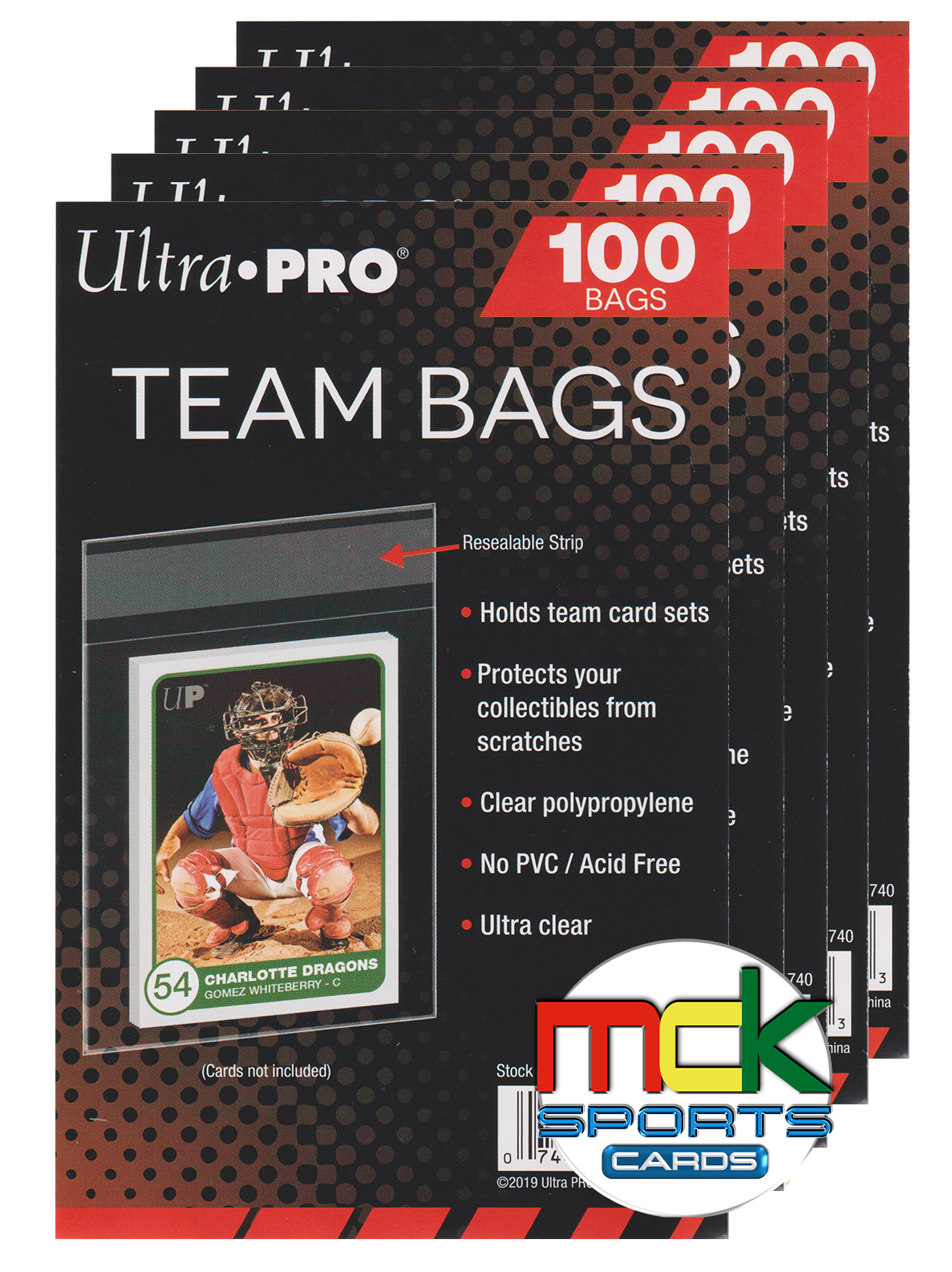Ultra Pro Team Bag - Premium Soft Sleeve - Resealable, 500 Count, 5 Packs of 100