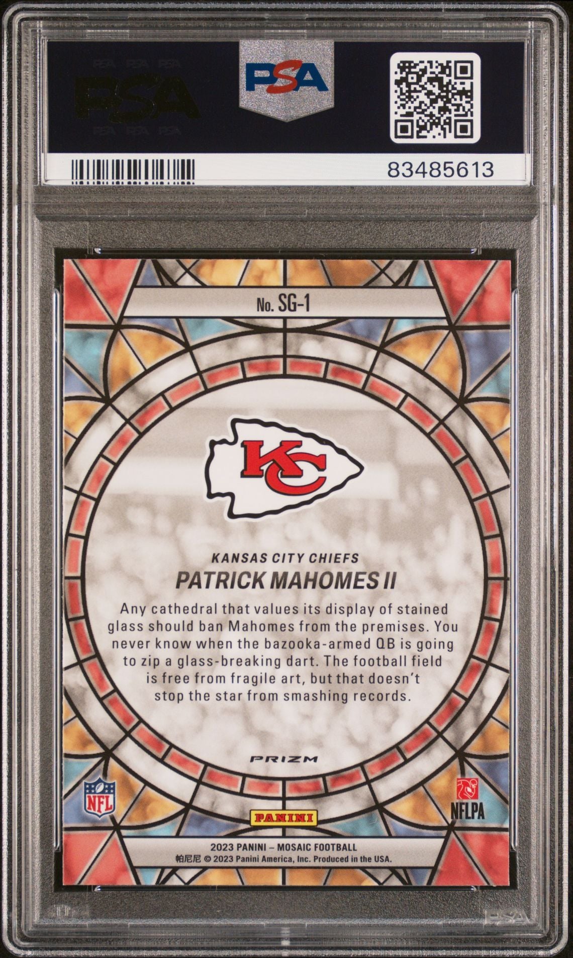 PATRICK MAHOMES II - 2023 Mosaic Football - Stained Glass - PSA GEM MT 10!