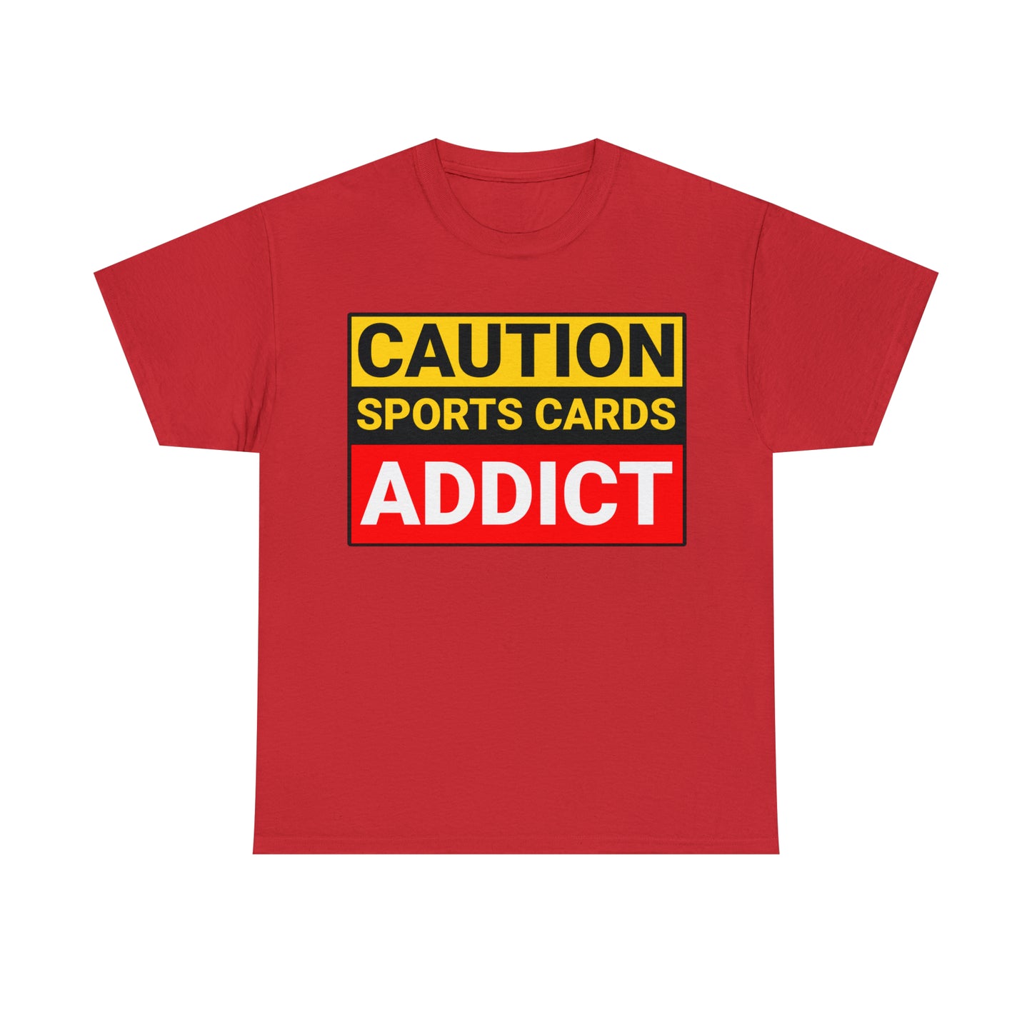 "Caution Sports Cards Addict" - Unisex Heavy Cotton Tee | Collector's Enthusiast Apparel